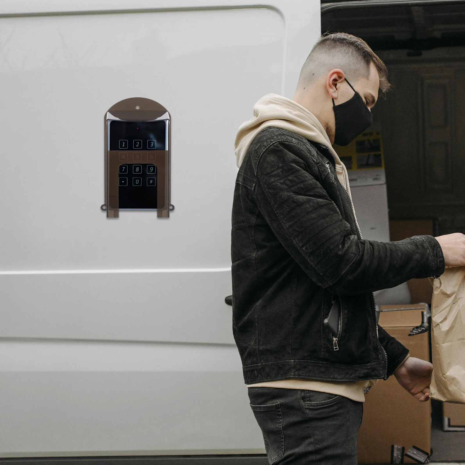 Timbre Cubierta de lluvia Control de acceso Protector de teclado impermeable Escudo impermeable Resistente a la intemperie Negro