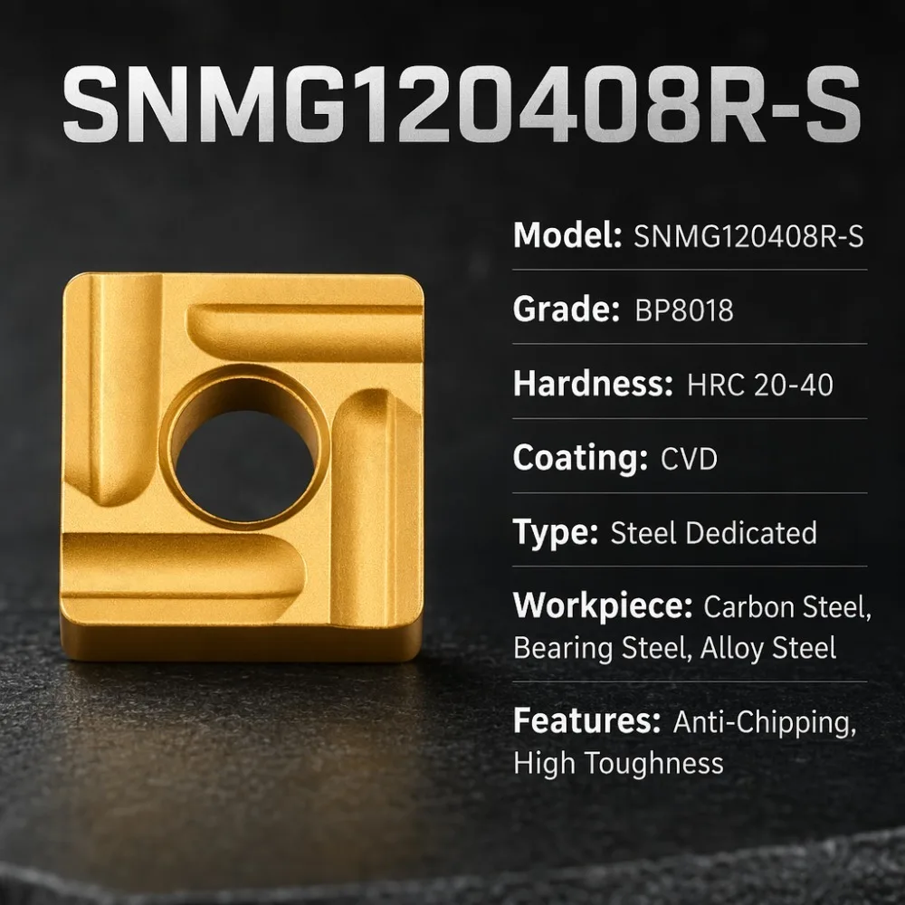 Numerical Control Car Blade SNMG120408R-S Turning Insert Reverse Groove for Carbon Steel Bearing Steel and Alloy Steel Machining