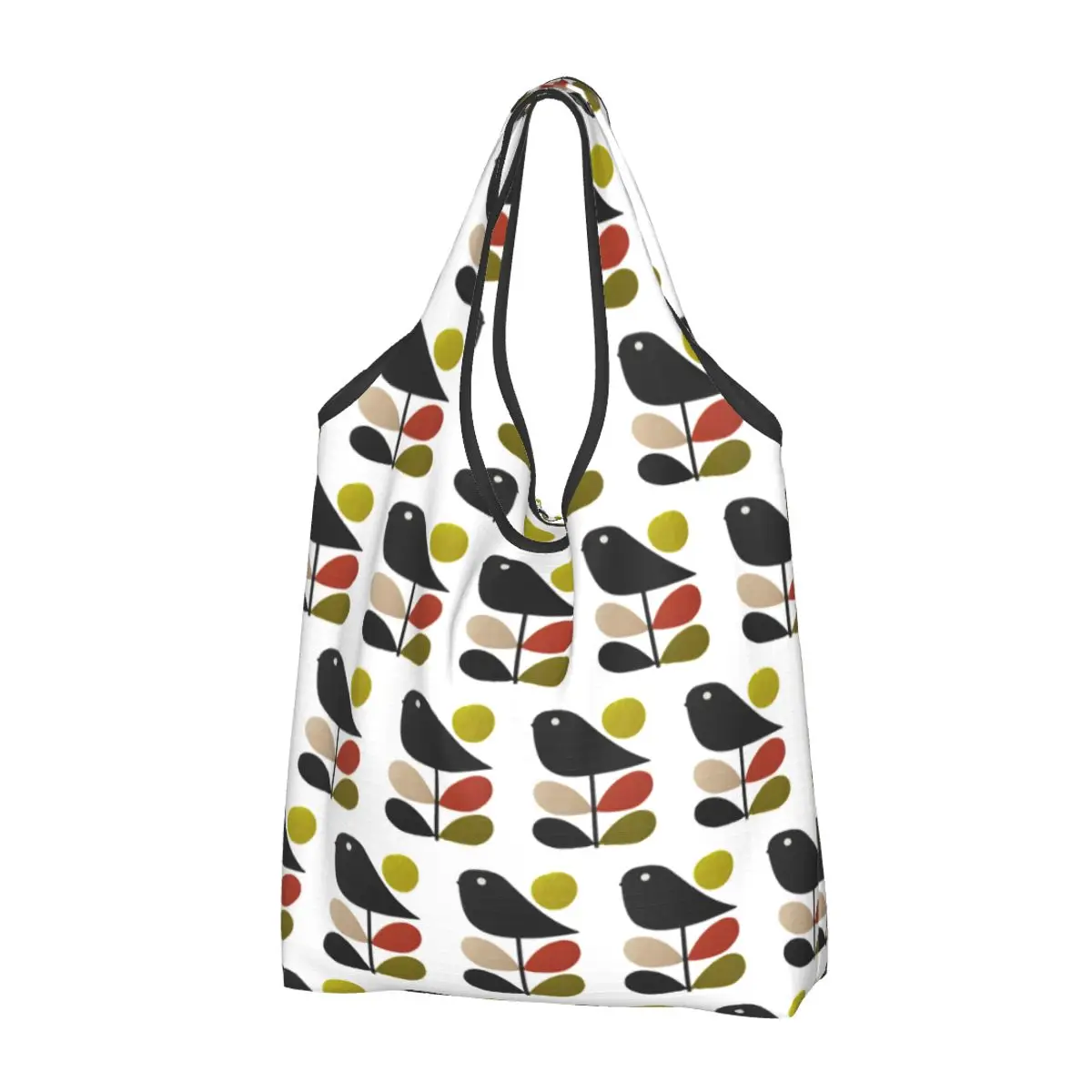 Orla Kiely Stem And Bird Groceries Shopping Bag Custom Shopper Tote Shoulder Bags Portable Scandinavian Style Handbag