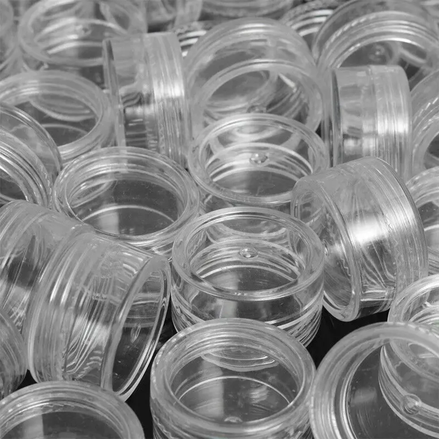 Set of 50 Exquisite Clear Transparent Mini Cosmetic Bottles for Beauty Makeup Storage - Includes Nail Cream Jar - Containers for