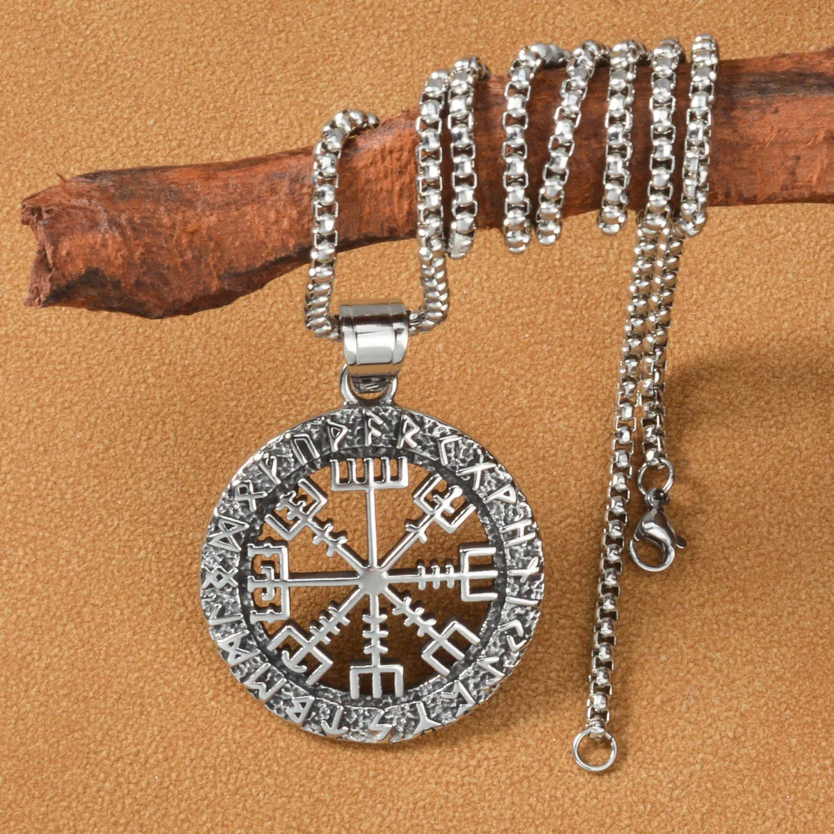 

Yggdrasil Rune Pendant Necklace Stainless Steel Norse Viking Mysterious Amulet Jewelry for Men Unique Gift for Him