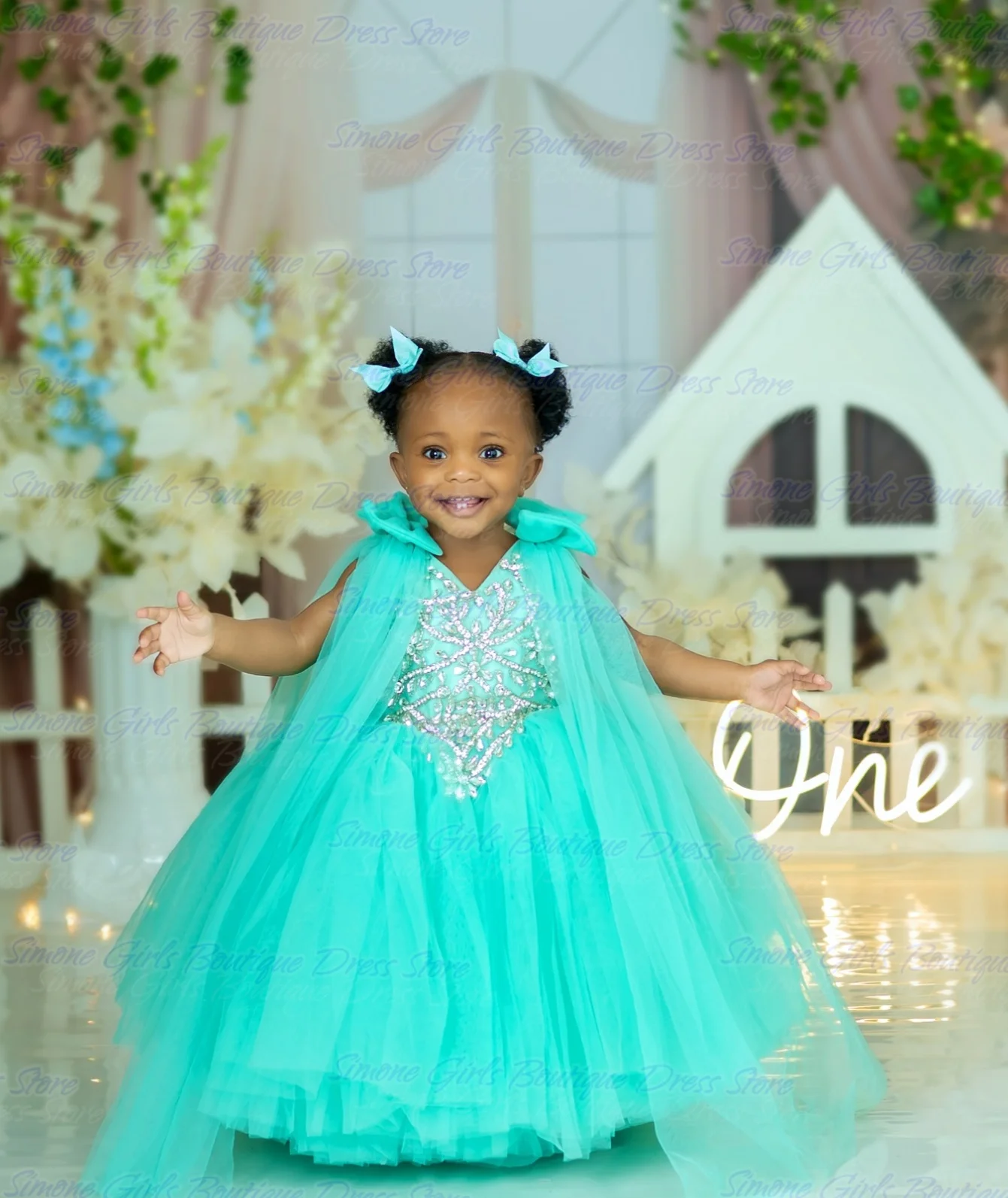 Cute girl's wedding dress Diamond Sleeveless Bow Princess Dress V Flower Girls Dress for Wedding birthday party Evening gown