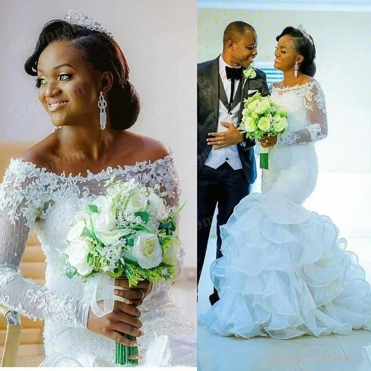 

Очаровательные оборки в африканском стиле с прозрачным вырезом и кружевными свадебными платьями по индивидуальному заказу, великолепные многоярусные свадебные платья из органзы 2023