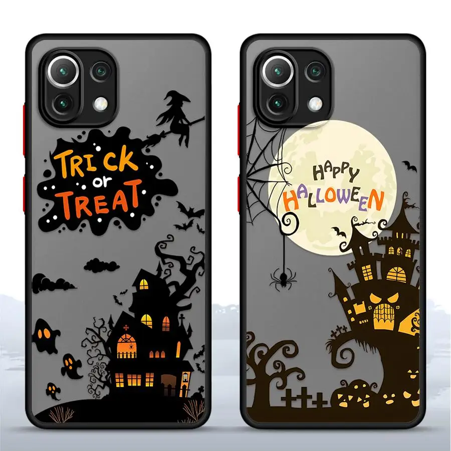 Happy Halloween Castle Bat Witch Back Phone Cover Case for Xiaomi Poco X3 NFC X3 X4 X5 Pro C50 C51 M5s C40 F3