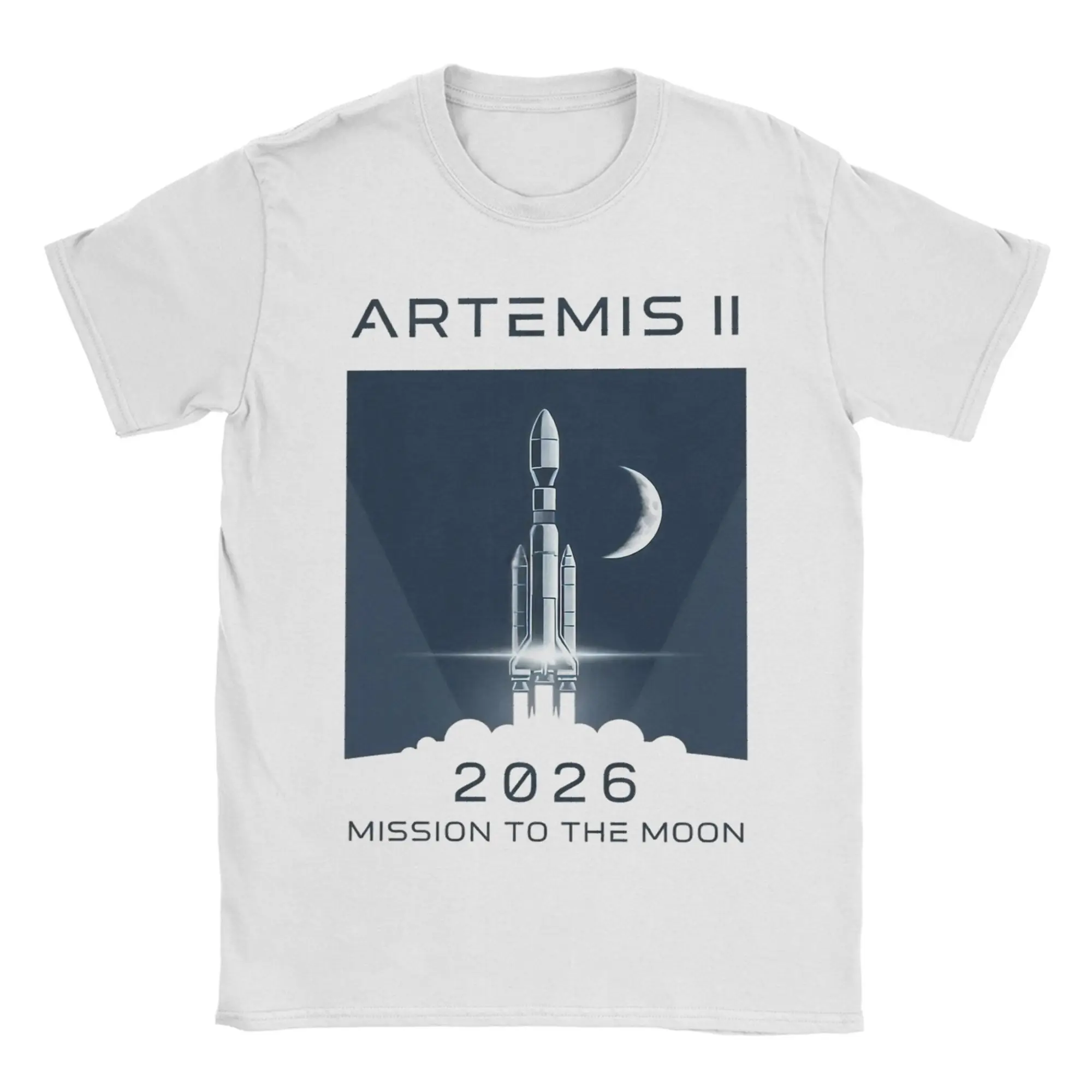 Artemis II Mission To The Moon 2026 Space Launch T-Shirt for Men  Vintage Pure Cotton Tee Shirt O Neck T Shirts Adult Tops