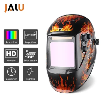 หน้ากากเชื่อม 1/1/1/2 Auto Darkening หมวกกันน็อกเชื่อม 100x97 มม.ขนาดใหญ่ดู TRUE สี 4 เซ็นเซอร์สําหรับ MIG MAG MMA เครื่องเชื่อมเครื่อง