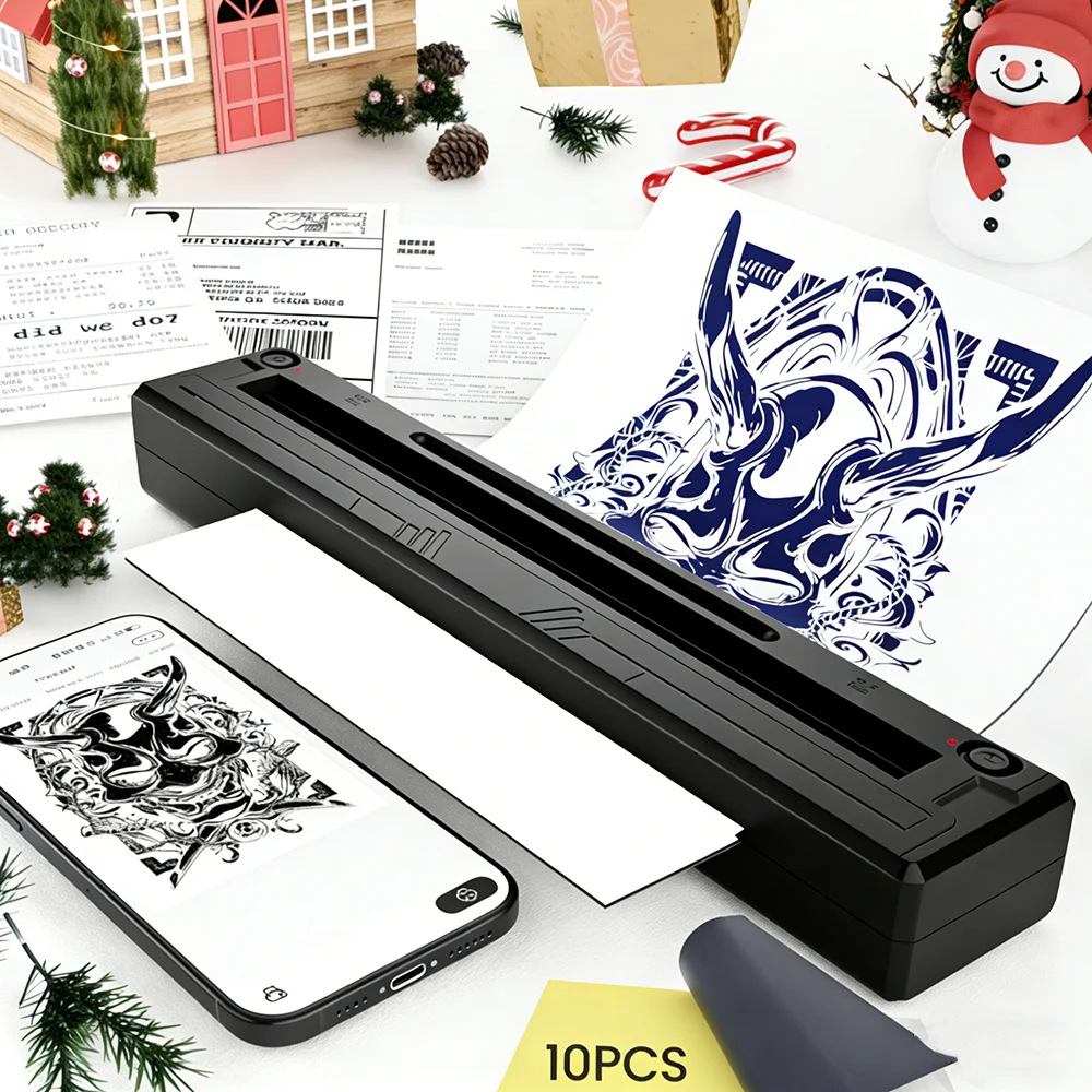 

Портативная беспроводная машина для переноса татуировок, термопринтер для татуировок с 10-переносной бумагой, совместимый с телефоном/планшетом/ПК