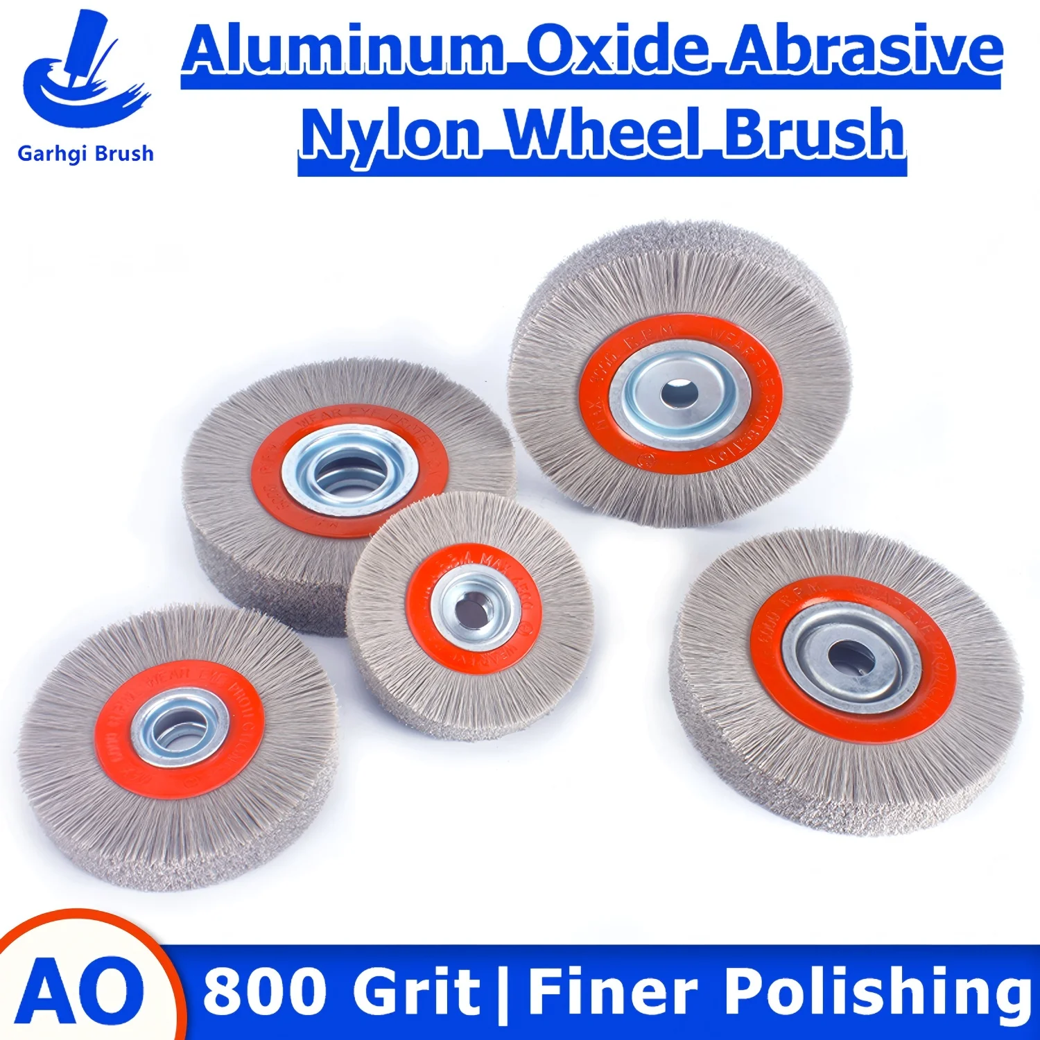 800Grit Circular Wheel Brush Aluminum Oxide Abrasive Nylon Filaments Fine Polishing Surface Finishing Power Tool Drills Grinders