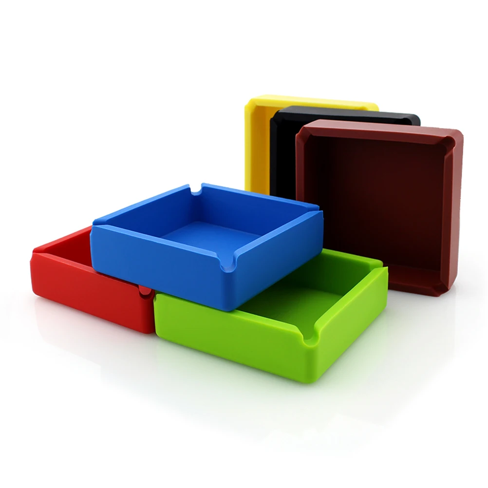 

Silicone Ashtray Soft Unbreakable Heat Resistant Eco Friendly Room Bedroom Decor Home Square Cigarette Case
