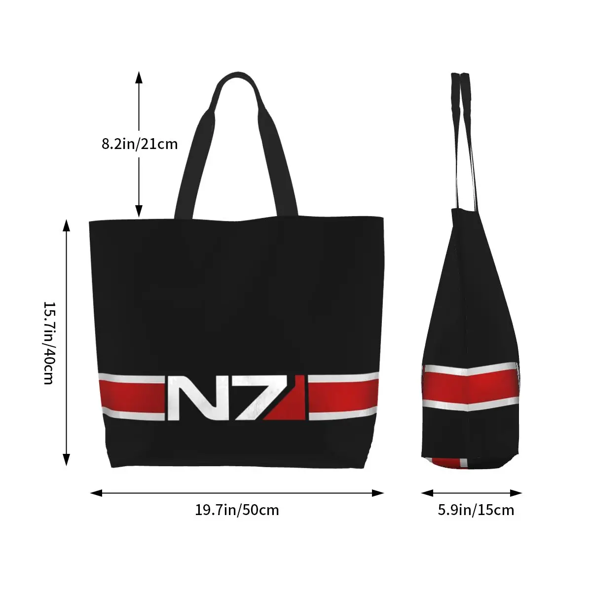 Armor Alliance Military Mass Effect N7 Shopping Tote Bag Canvas Large Capacity Shoulder Bags Shopper Grocery Handbag for Women