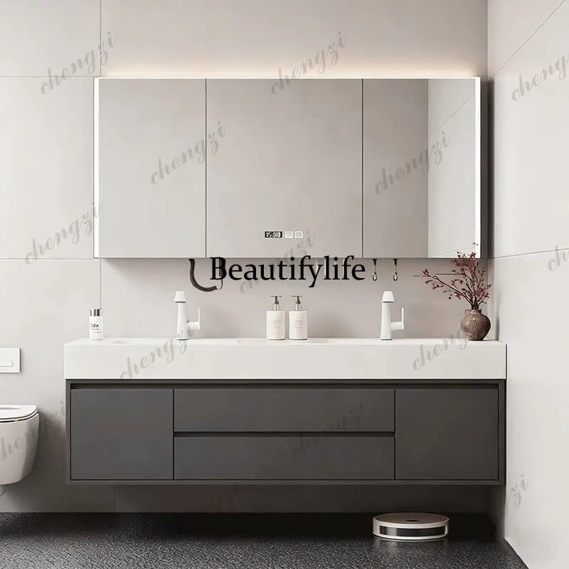 Pure all-aluminum honeycomb integrated basin, bathroom cabinet combined rock slab, washbasin, large-capacity customization
