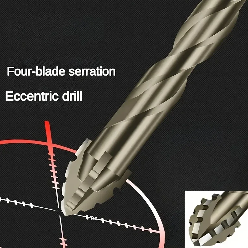 Ultra-Hard 4-Edge Sawtooth Drill Bit for Tile and Concrete, Upgraded Special Electric Drill Bit with High Durability