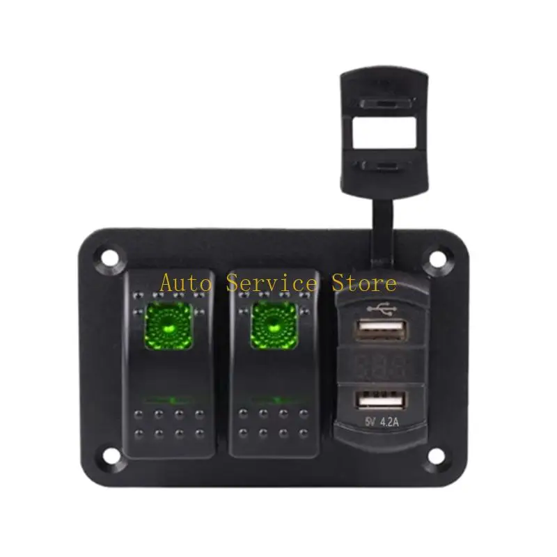 462A Reliable 2 in 1 Panel Switch Rockers Switch Double USB Chargers LED for Trailer Truck Efficient Power Supply