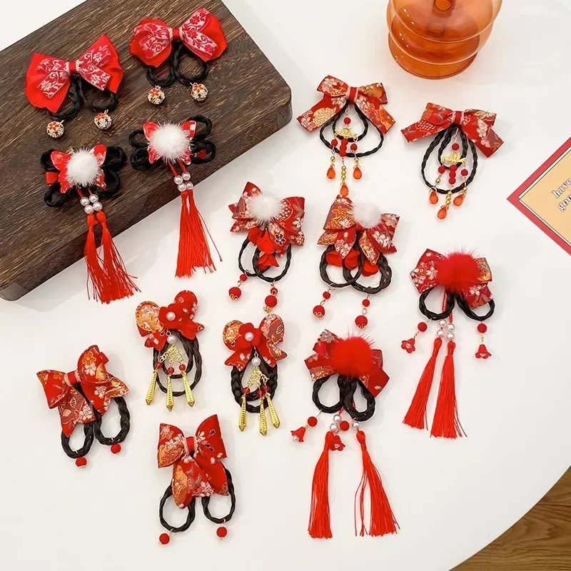 New girl hair accessories bow baby headwear Chinese holiday elements Chinese red hair accessories