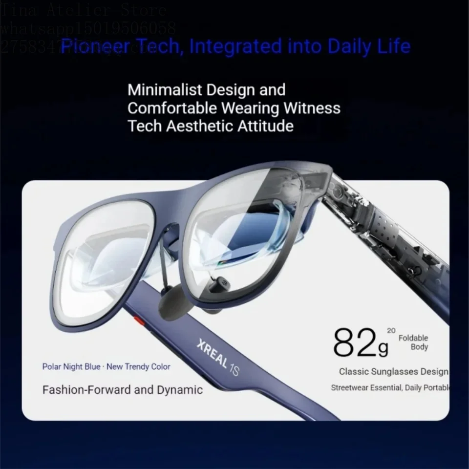 1S Smart AR Glasses Native 2D to 3D Virtual Reality 3DoF Spatial Hover 500