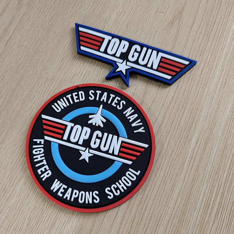 Top Gun 2 Pvc Rubber Hook and Loop badge Droplet Magic Backpack Stickers Tactical Clothes Hat Patch Glow in the Dark Armband