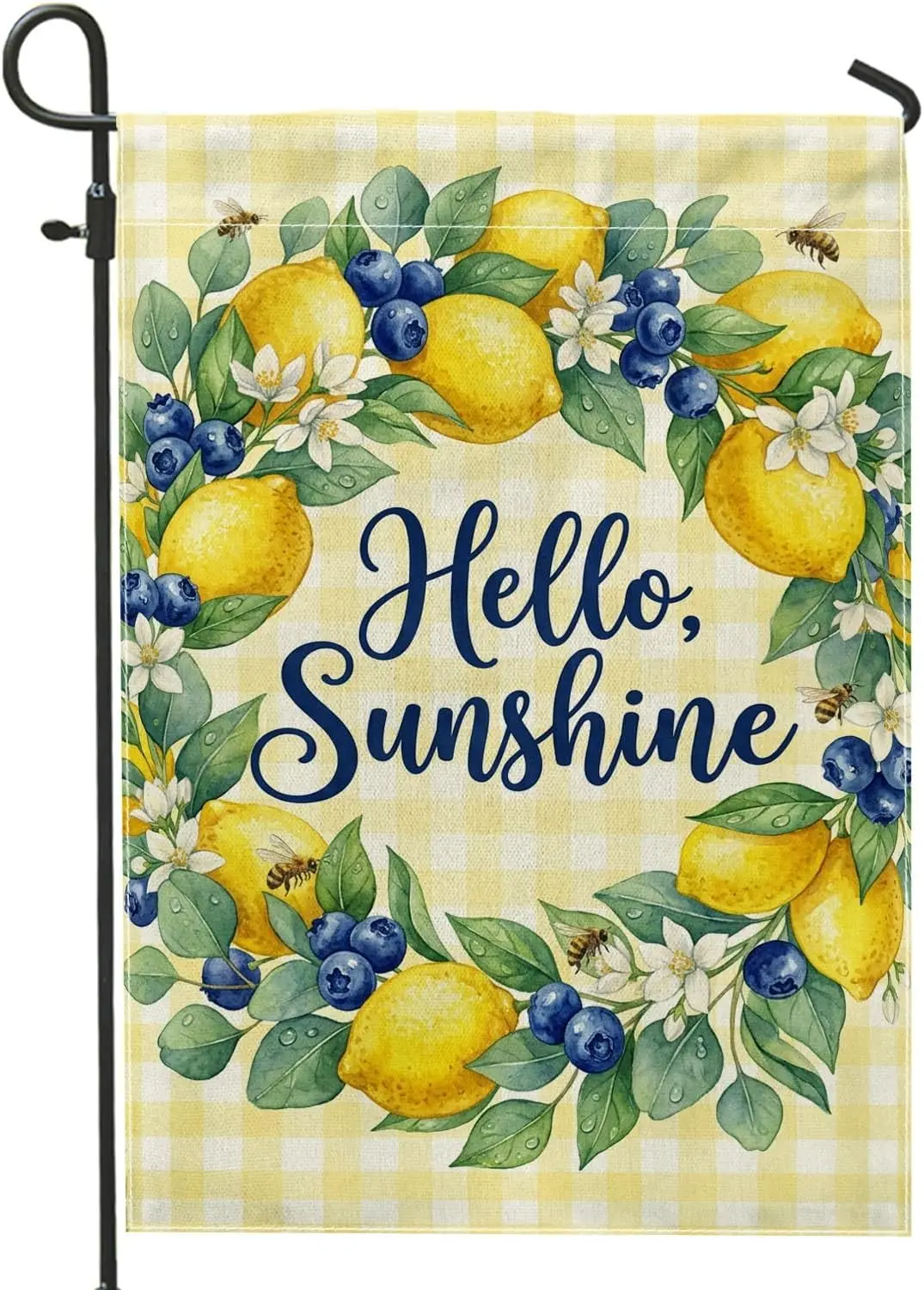 Lemon Garden Flag, Summer Floral Blueberry Flower Summer Yellow Double Sided Burlap Yard Decorative Flags for Outdoor Front  yyi