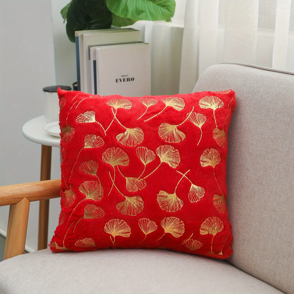 3 Pack Ginkgo Leaf Printed Throw Pillow Covers, Square Decorative Pillowcases for Sofa Bedroom Home Decor, No Pillow Insert