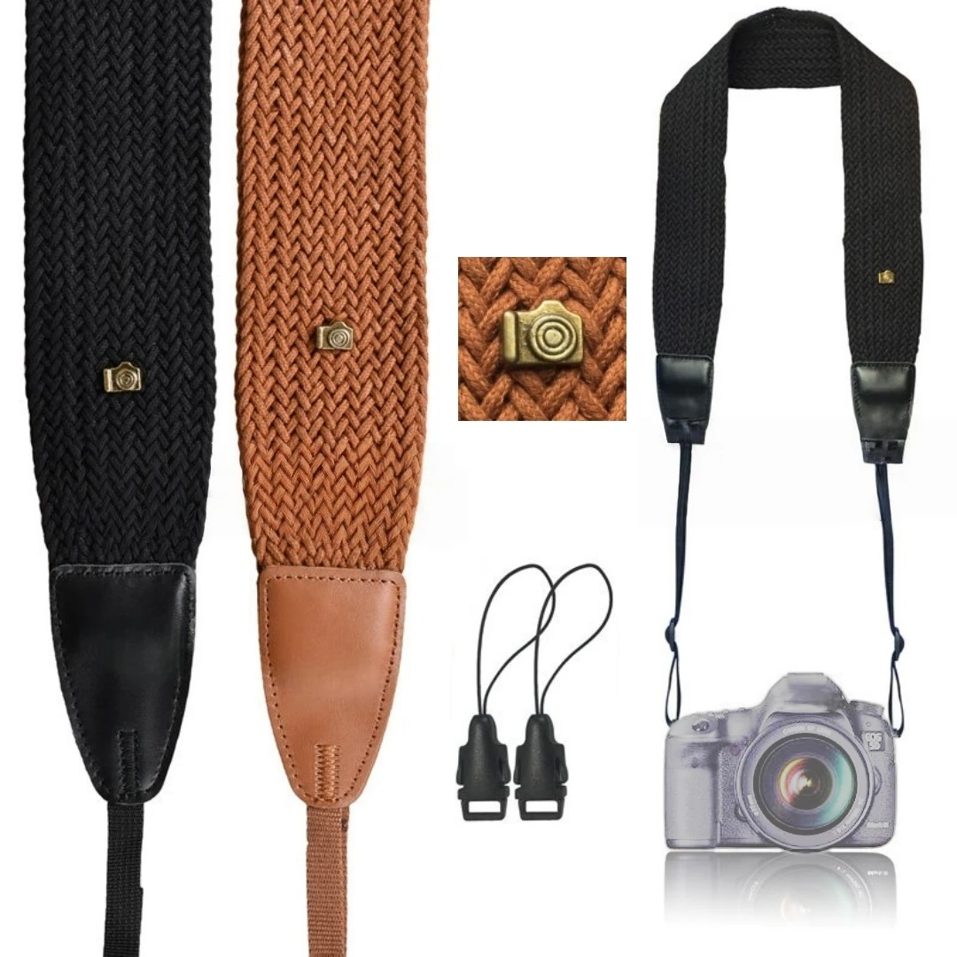 Sangle D'éPaule Large Pour Appareil Photo, BandoulièRe En Carton Tissé, Absorption Des Chocs Avec Adaptateur De Sangle Pour Appareils Photo Reflex NuméRiques Et Hybrides D4S 5D3 1DX