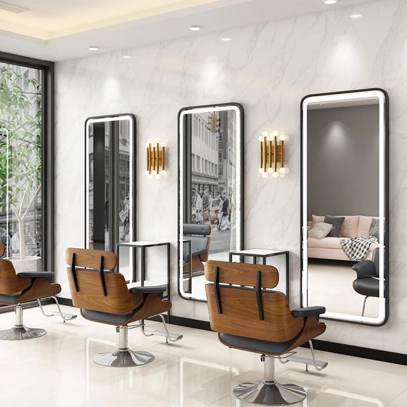 

China Factory Beauty Salon Mirror Furniture Salon Equipment Lighted Makeup Mirror Rectangle Hair Salon Mirrors