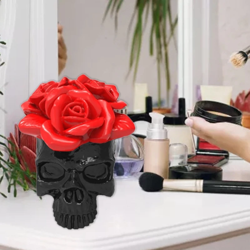 3D Rose Skull แม่พิมพ์ซิลิโคนอีพ็อกซี่เรซินแม่พิมพ์ DIY CRAFT เทียนพลาสเตอร์ผู้ถือปากกา