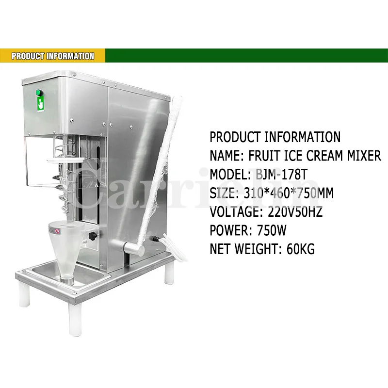 Frozen Yogurt Blending Machine Fridge to Make Milkshake Ice Cream Mixing Snowstorm Machine Stainless Steel Commercial Equipment