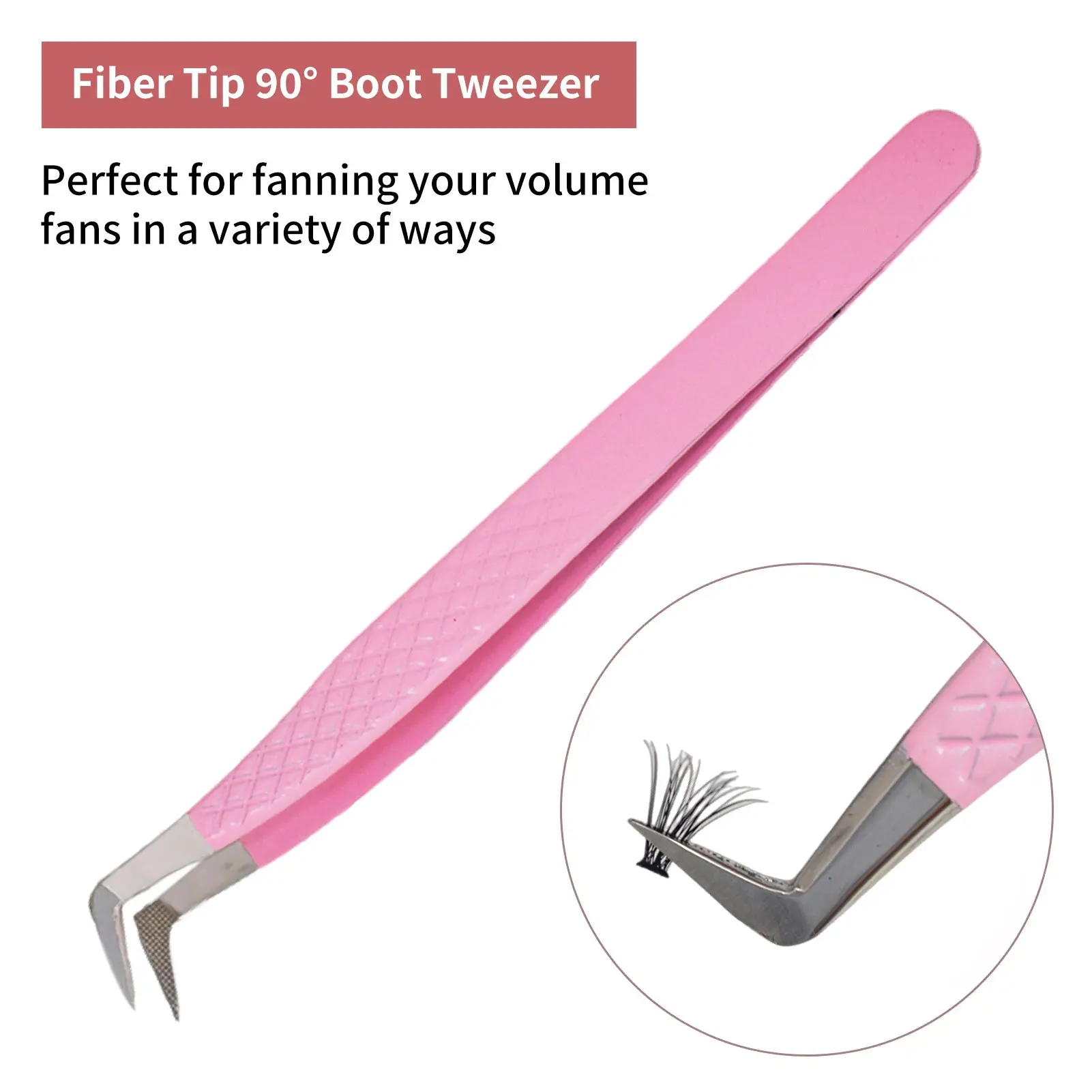 1 Pcs Eyelash Tweezers Extension Pink Stainless Steel Superhard Tweezers With Fiber Tips High Precision Anti-Static Tweezers