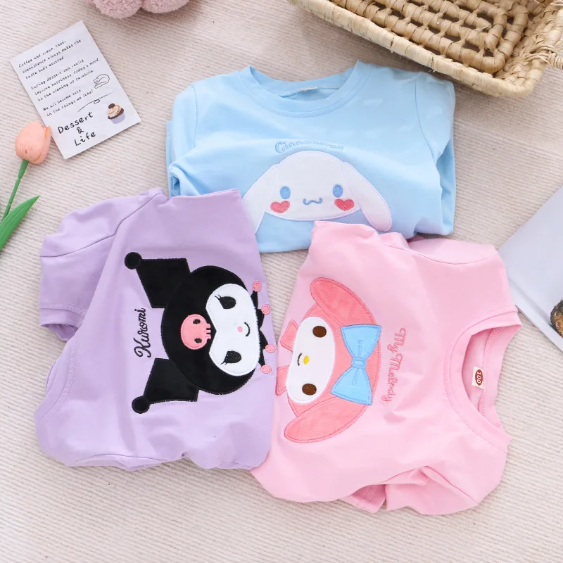 Kawaii Sanrio Kuromi Children Clothes My Melody Cinnamoroll Anime Girls Autumn Long-Sleeved T-Shirt Cartoon Cute Top Kid Gift