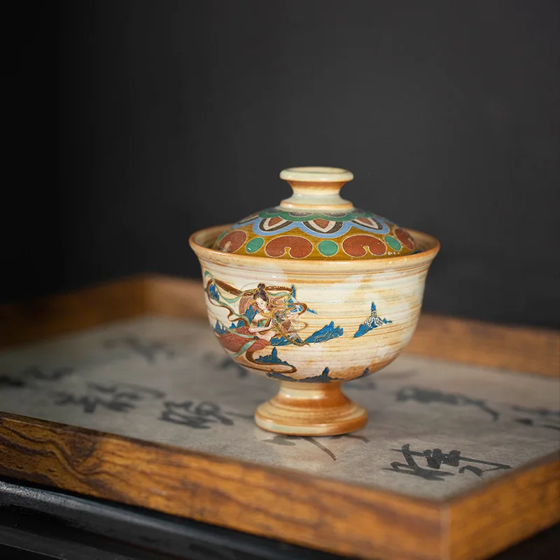 Imagem -03 - Terrina Único Copo Doméstico Kung fu Chá Conjunto High-end Chá Brewing Tigela Dunhuang Moutai Gaiwan Cultural e Criativo