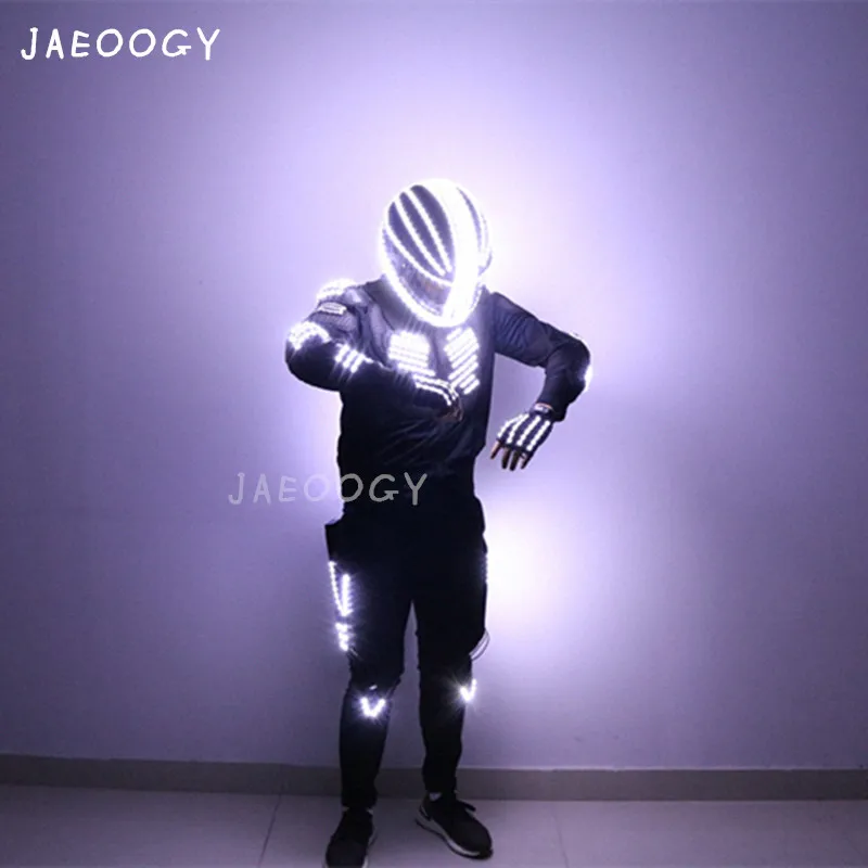 LED Robot Luminous Clothing Stilts Walking Helmet Laser Gloves Performance Activity Clothing Props