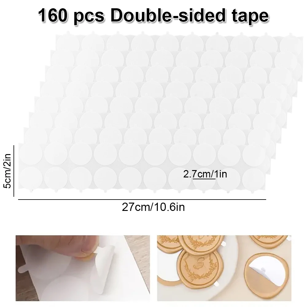 160pcs Double-Sided Adhesive Dots For Wax Seal Stamp Kit, 1inch Adhesive Wax Seal Backing For Wax Seal Stickers, Craft Adhesive