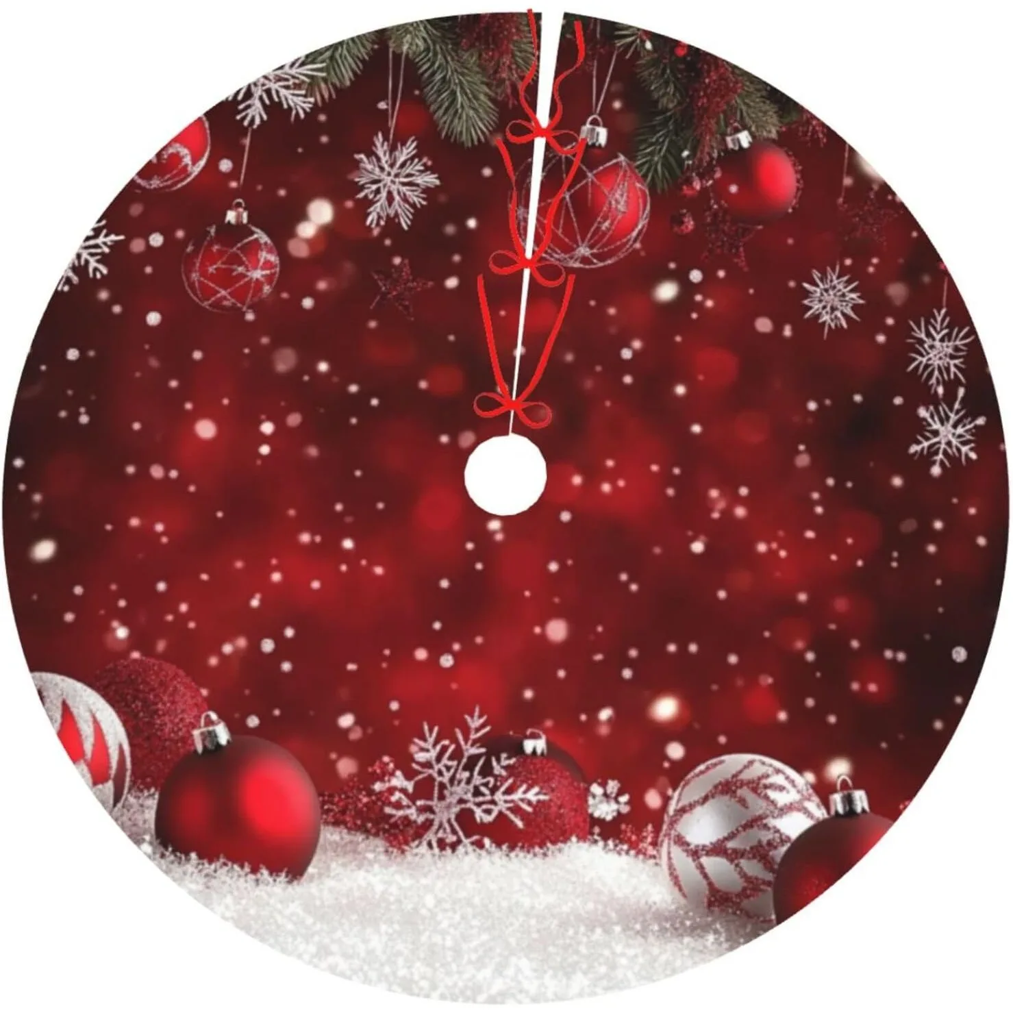 Falda de árbol de Navidad Bola roja de Navidad Invierno para Navidad Año nuevo Pesadilla antes de Navidad Decoraciones Lobby Hogar