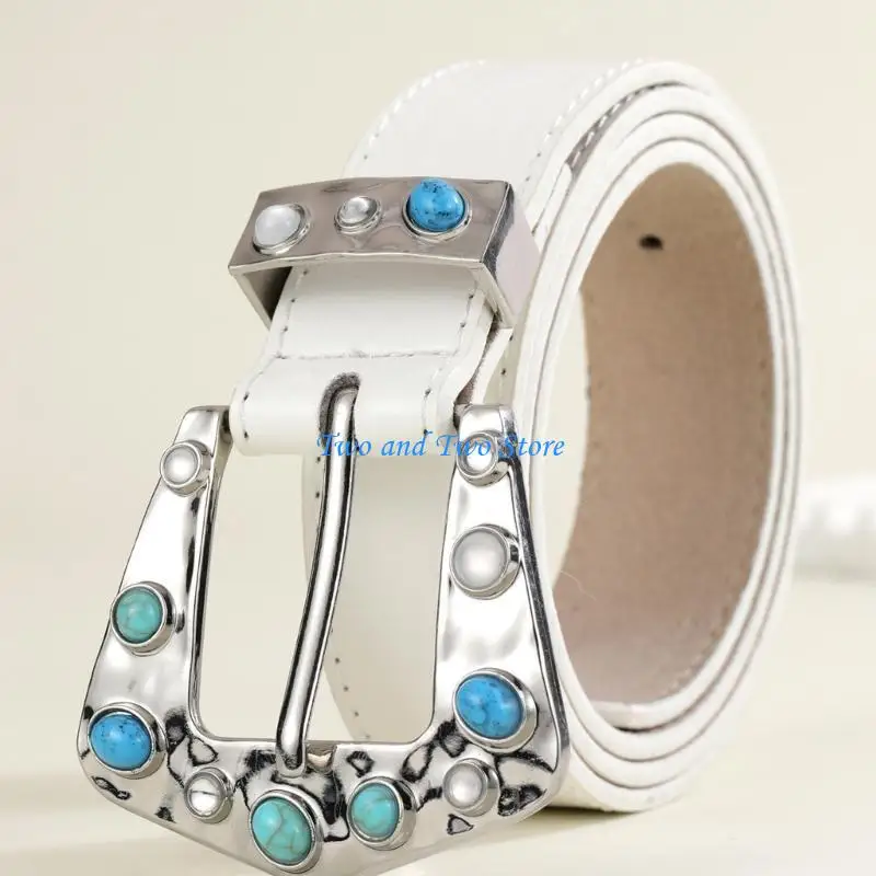 

HX6F PU Thin Waist Belt with Adjustable Pin Buckle for Women Jeans Skirt Decors