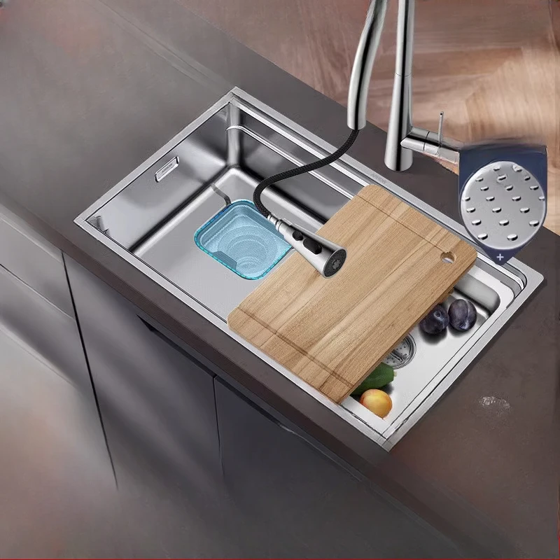

Stainless steel embossed kitchen sink large single sink household integrated table