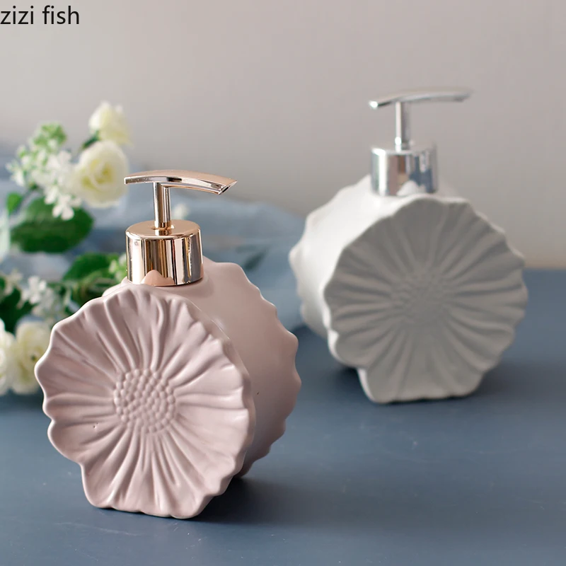 Home Bathroom Supplies Ceramics Hand Sanitizer Bottle Flowers Shell Lotion Bottle Press Split Bottle Soap Dispenser Empty Bottle