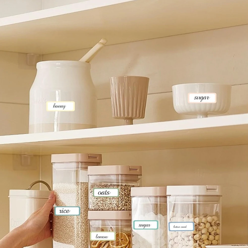 15 Sheet Removable Labels Multipurpose Self-Adhesive Labels Waterproof Rectangular Labels Stickers for Whiteboard Storage Bin