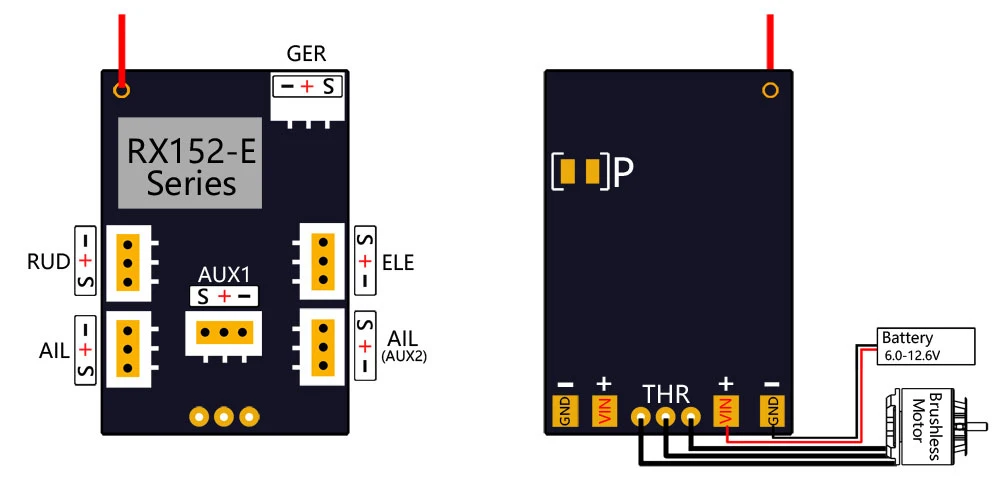 2.4G 4CH/5CH/6CH/7CH Mini Receiver RX15X-E series Built-in 2S 7A Brushless ESC Regulator With 1.00pin Plug for Micro RC Plane