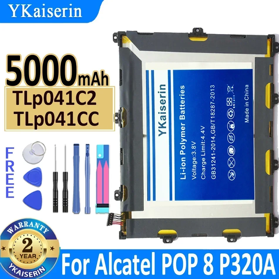 

YKaiserin Battery TLp041C2 TLp041CC 5000mAh For Alcatel OneTouch POP 8 POP8 P320A Replacement Bateria + Free Tools