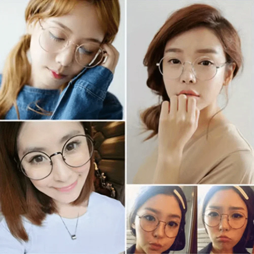 

Anime Cosplay Round Glasses Retro Metal Frame Classic Clear Lens Eyewear Accessories Flat Art Circle Glasses for Costume Parties