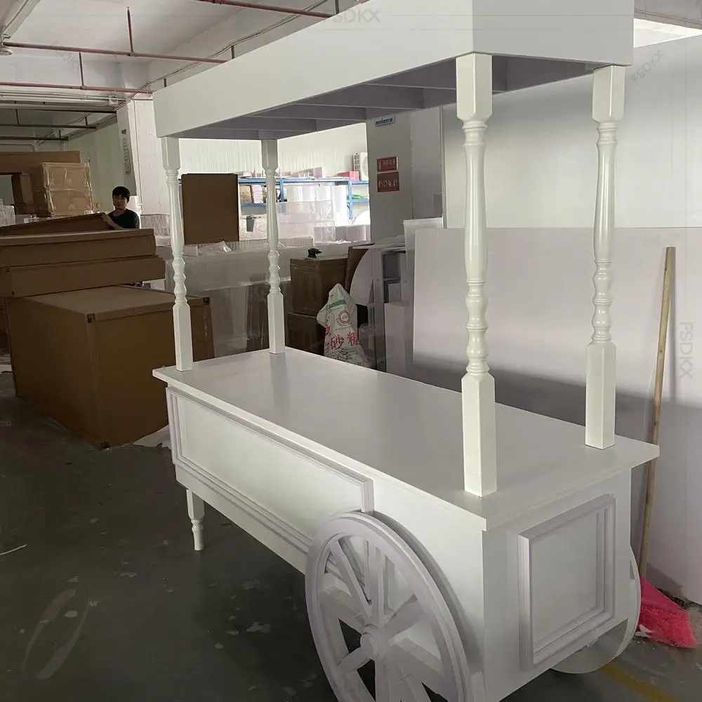 FSDKX Custom Wedding White Acrylic Storage Candy Display Sweet Cart Pvc Diplsay Carts for Sale