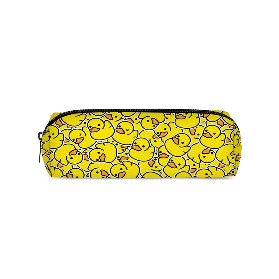Heißer Verkauf: Gelbes Enten-Etui mit Einzeldruck für Jungen/Mädchen – Beste Geschenke, 2D flaches Cartoon-Schulbedarf-Federmäppchen