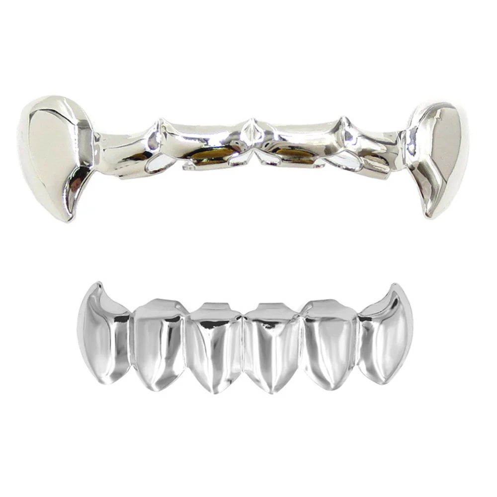 RACHELZ Hip Hop DIY Top&Bottom Teeth Grillz Fangs Fashion Glossy Tooth Caps Decor For Women Men Jewelry Party Cosplay