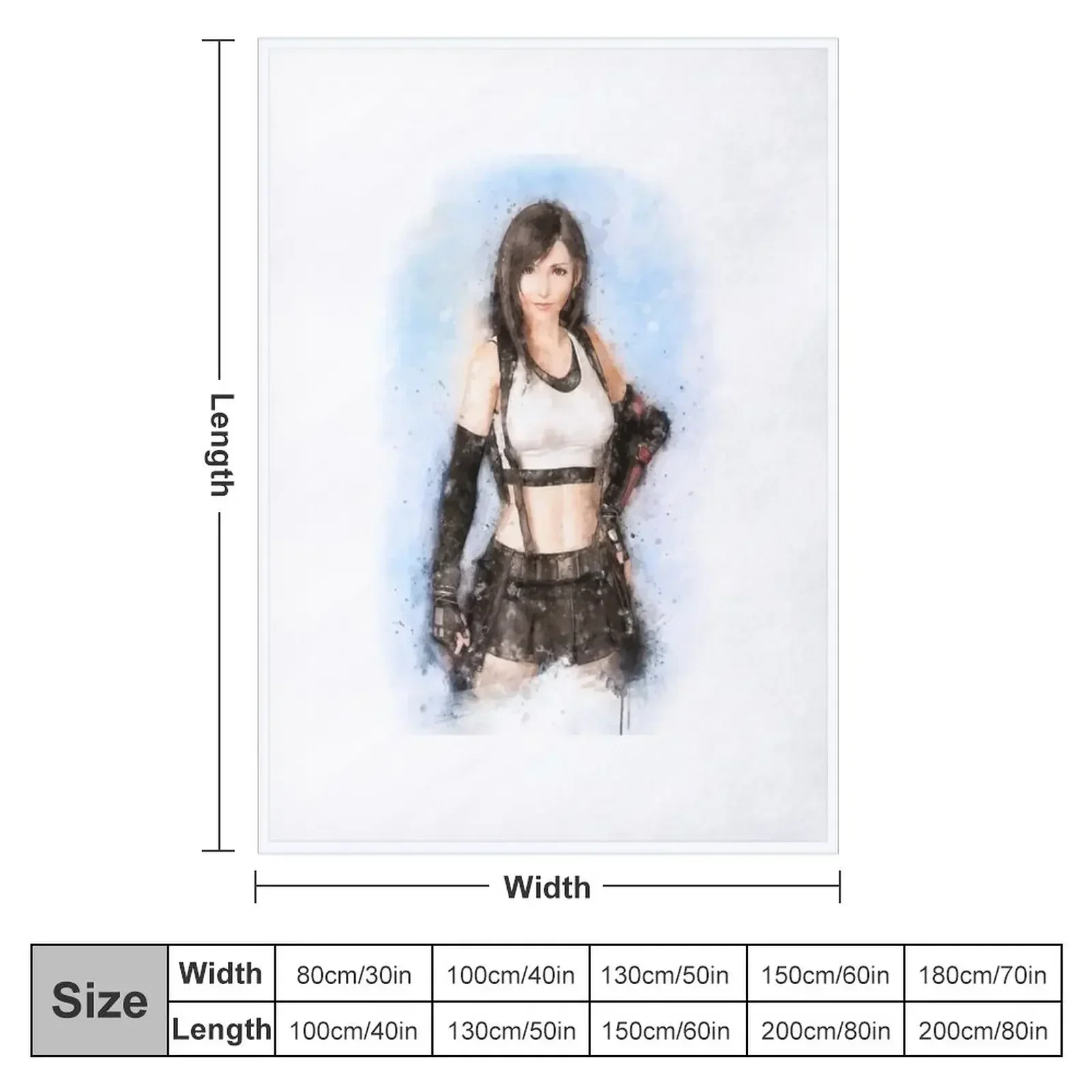 Tifa Lockhart Ff VII Watercolor Throw Blanket Vintage Decorative Beds Blankets