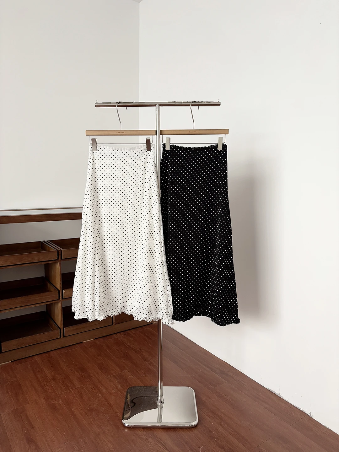 

High Waist Polka Dot Half Skirt Women's Summer Midi A-Line Skirt Slimming Elegant Genteel Earlet Lace Trim Skirt