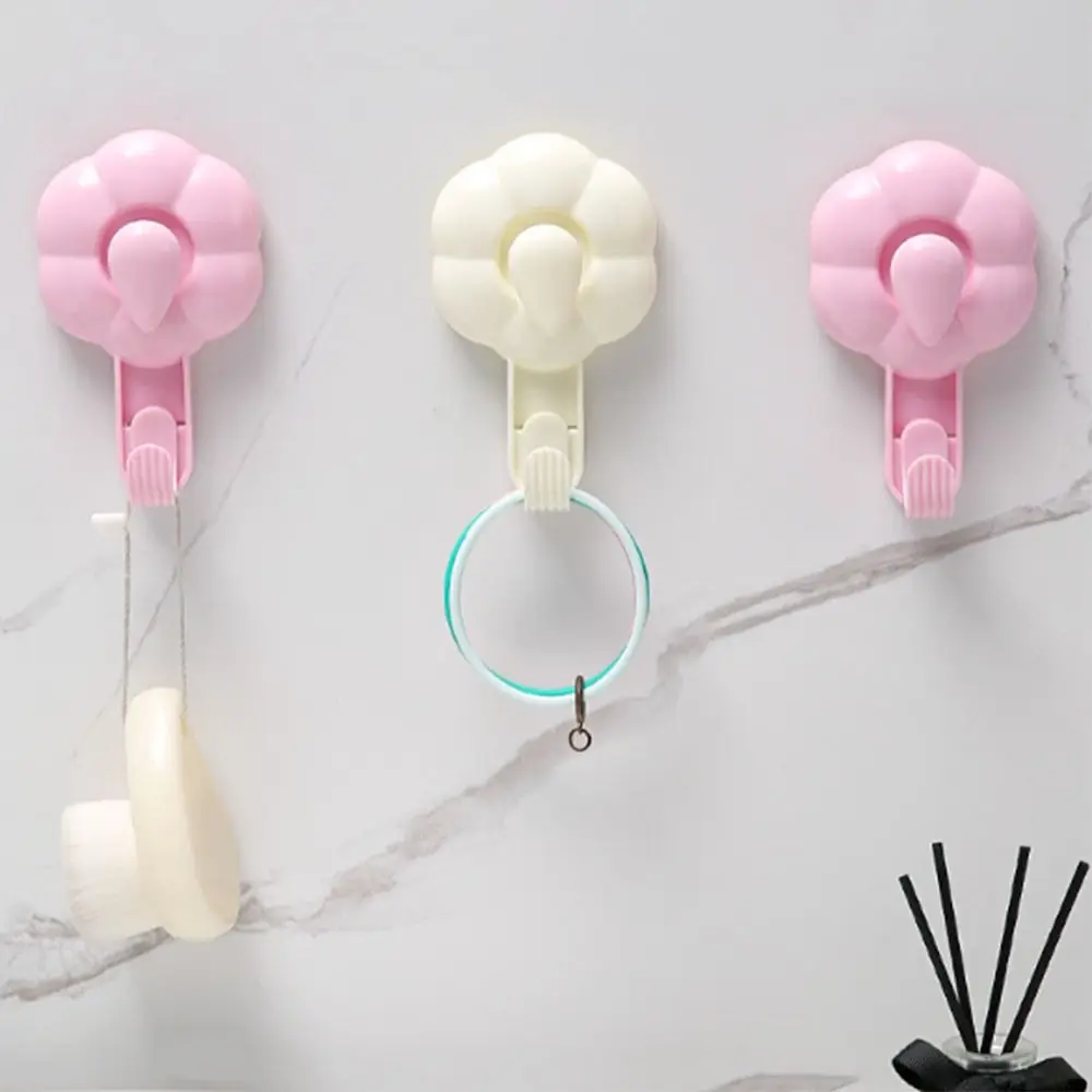 

4 Pcs No Punch Flowers Suction Cup Hooks Light Luxury Waterproof Hanging Clothes Hooks Multifunctional Portable