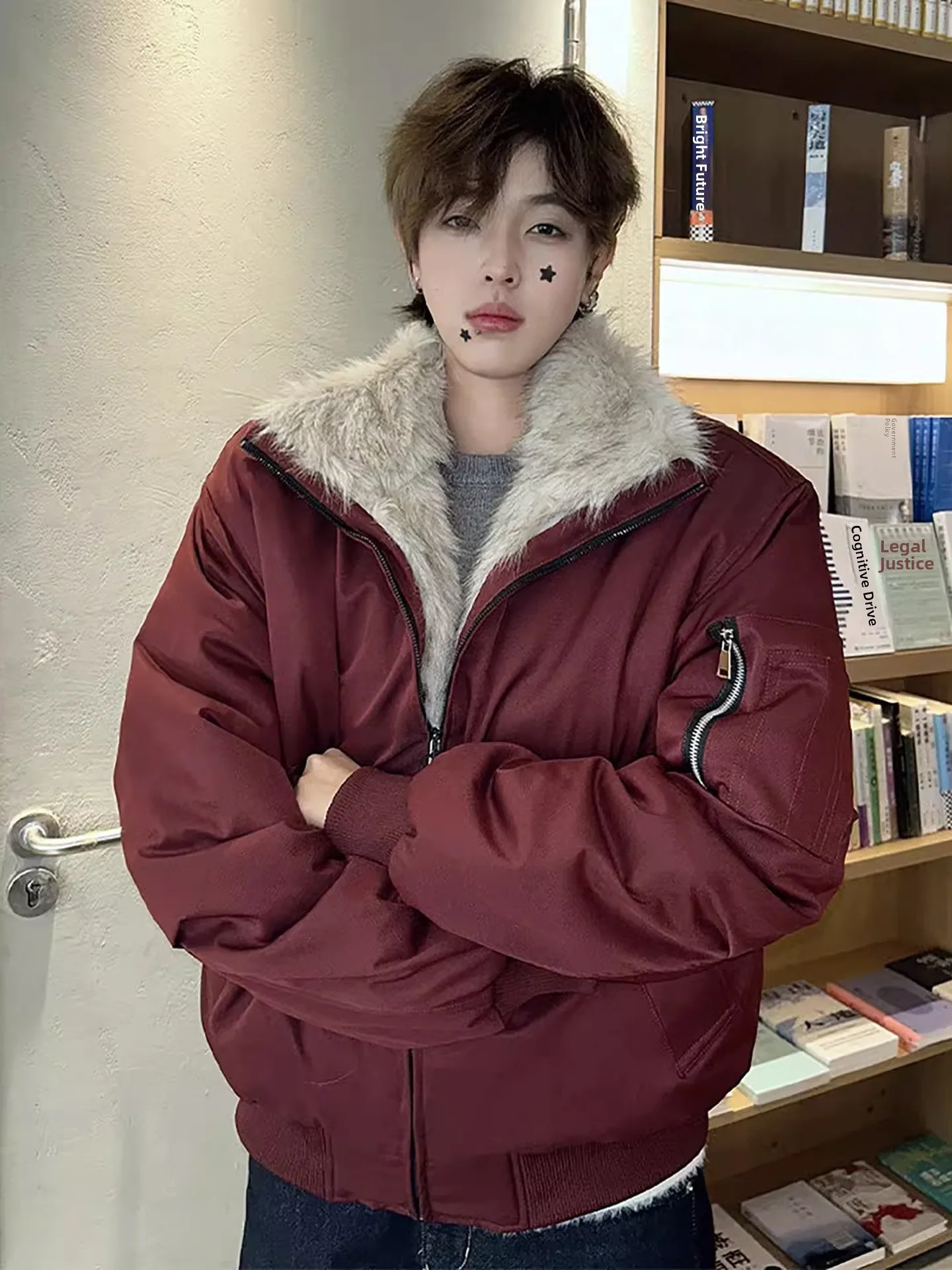 

Американский бомбер-куртка из хлопка, теплая рабочая одежда с воротником-стойкой для мужчин и женщин, зимняя верхняя одежда