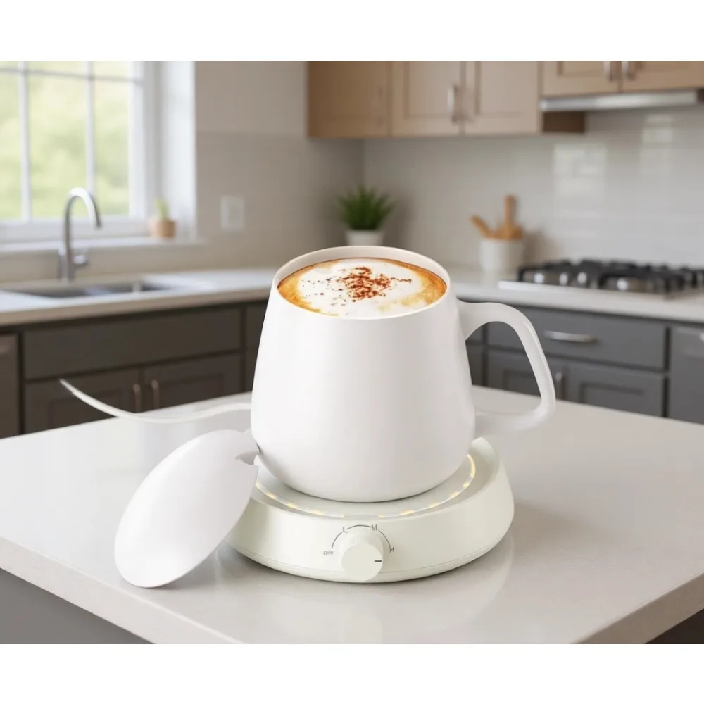 

Набор для подогрева кружек с чашкой и крышкой, 20 Вт, с автоматическим отключением, для офиса, подарок для любителей кофе и чая