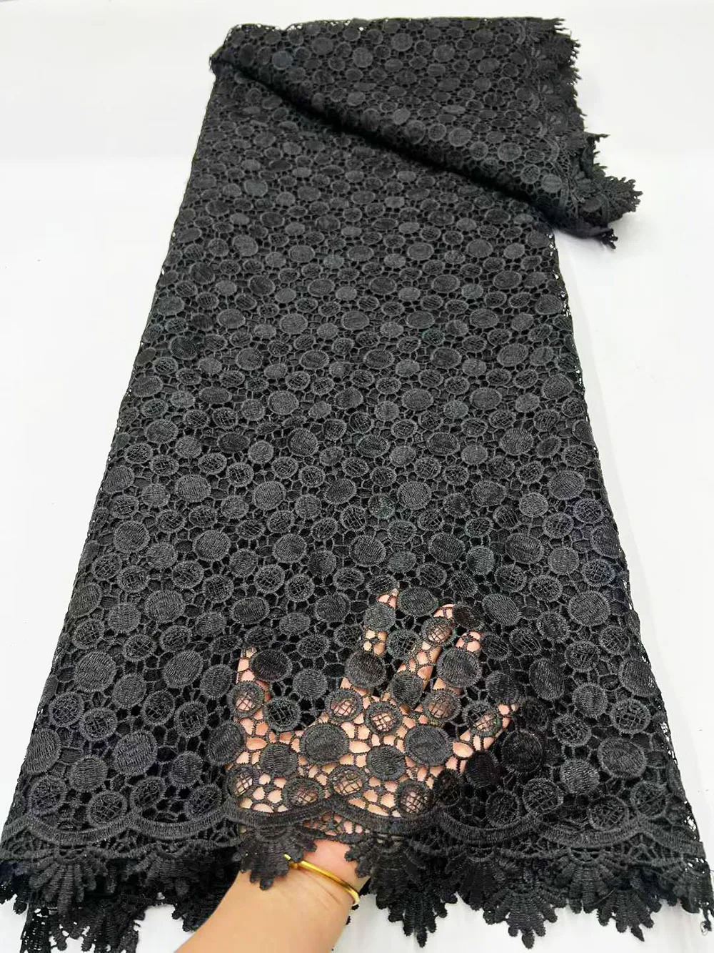 

Tulle Skin Friendly African Full Black Color Milk Silk Material Embroidery Guipure Tulle Fabric Nigerian Celebration Lace CO1197