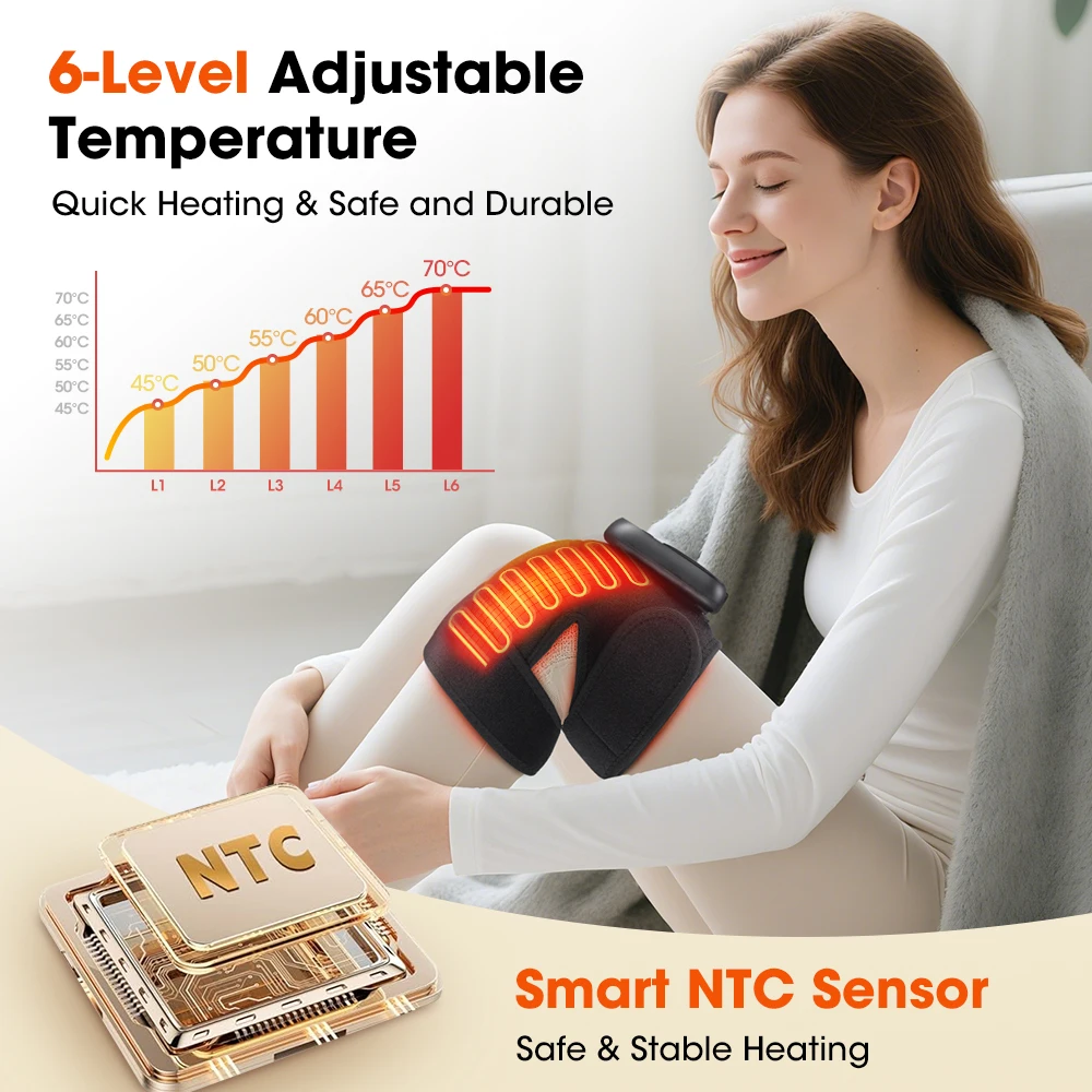 EMS 전기 가열 진동 무릎 마사지 무선 열 물리 치료 무릎 패드 마사지 뜨거운 압축 근육 이완