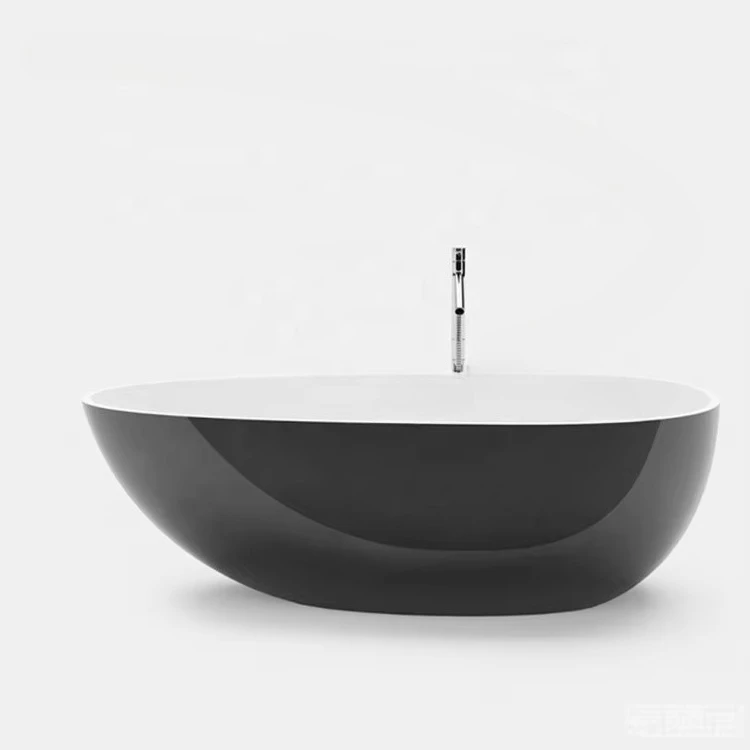 

150cm Egg Shape Custom Size Small Bathtub Artificial Marble Tub,oval Black Resin Cast Stone Solid Surface Free Stand Bathtubs
